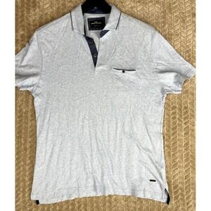 Rodd & Gunn Polo Shirt Mens 2XL Cotton Linen Sports Fit Light Blue Short Sleeves